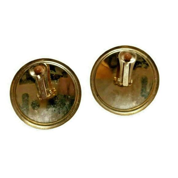 🌈 Vintage Swirl Enamel Earrings 💜 Clip-On Statement Retro Gold Tone - Picture 11 of 12